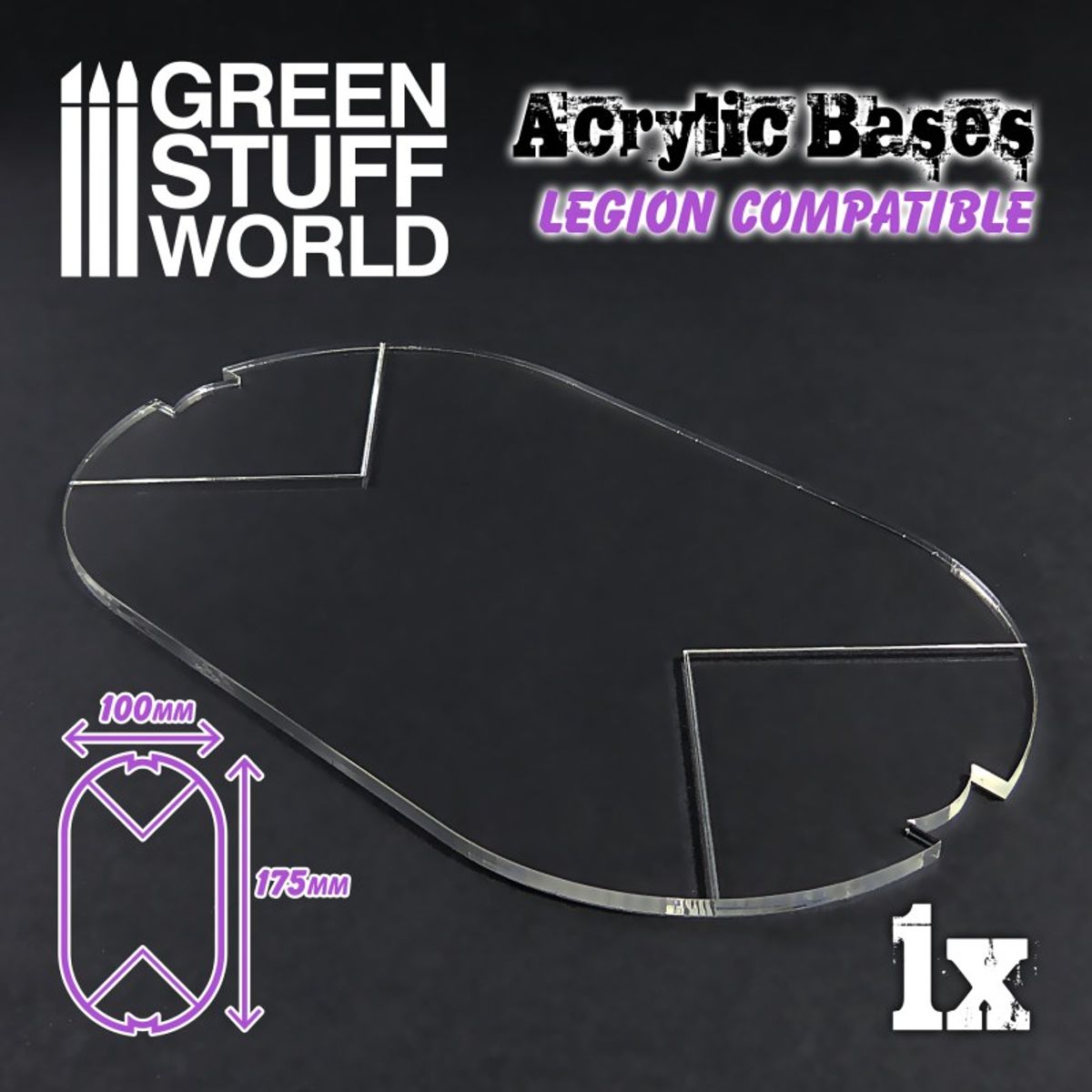 GSW Acrylic Oval Clear Base 100x175mm (3mm) x 1 (Legion)